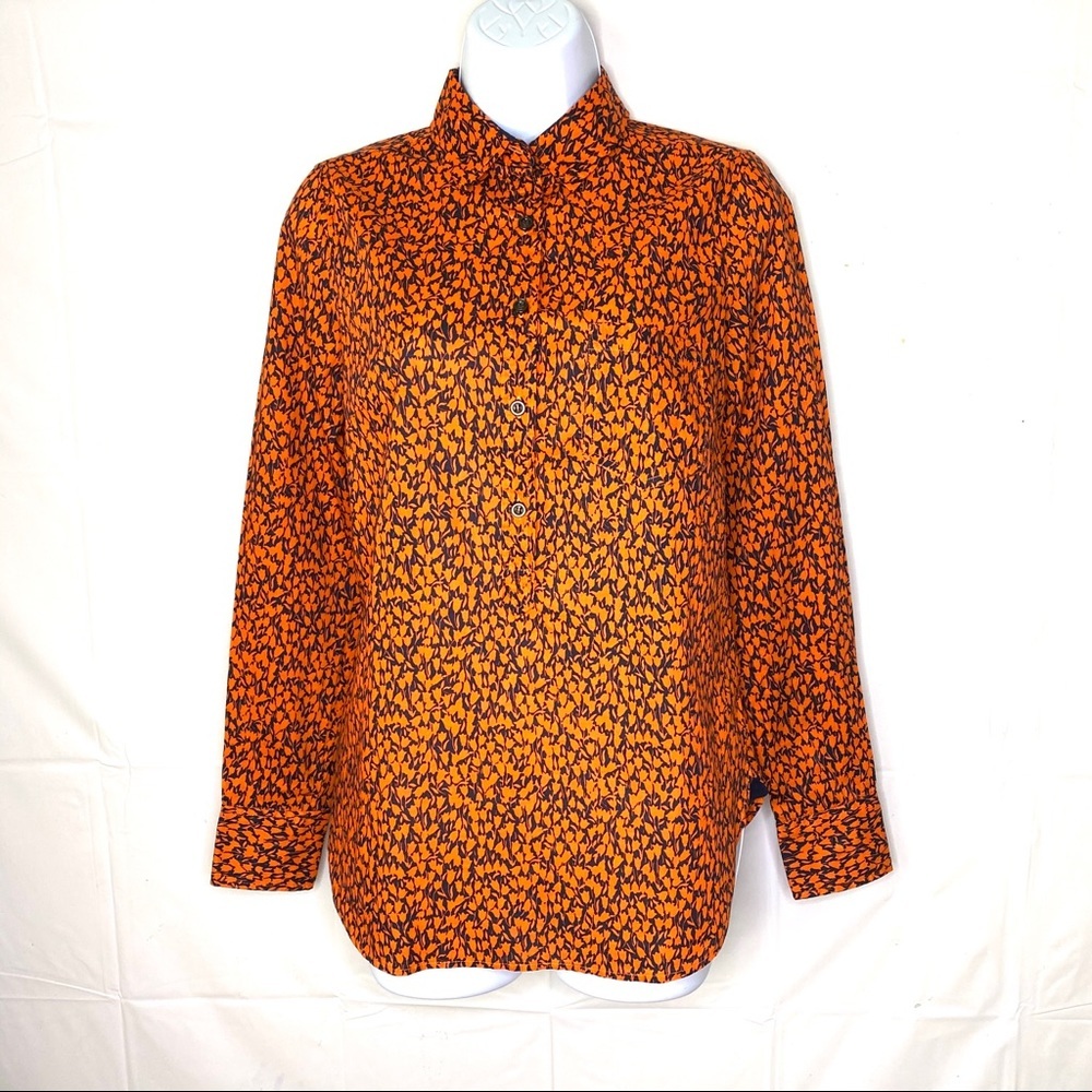 NWT J.‎ Crew Tunic Shirt Top - XS Orange Long Sleeve Blouse